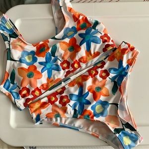 ROMWE 2 Piece Swimsuit Sport Solid High Waist Bikini Set Bathing Suit Size 12